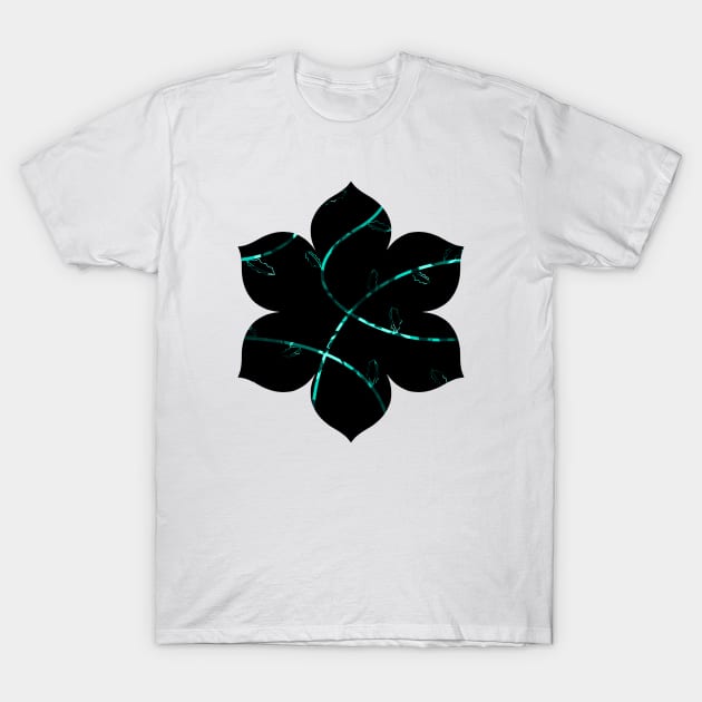 Jagged Leaves, Light Blue T-Shirt by StephOBrien